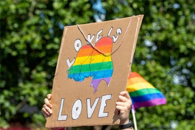 Aromantisch und lesbisch: Wie das Leben ohne romantische Liebe aussieht - „Liebe ist Liebe“ steht auf dem Plakat bei einer Demonstration. Doch wie ist das Leben, wenn es keine romantische Liebe gibt?