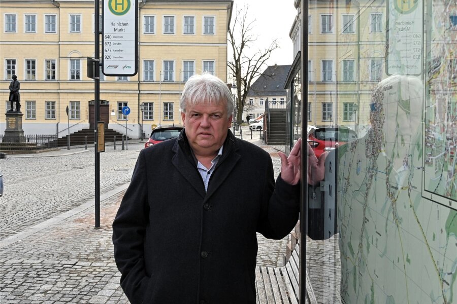 Asylkrisengespräch in Dresden: OB Greysinger mit wenig Hoffnung in Hainichen zurück - Oberbürgermeister Dieter Greysinger steht am Hainichener Markt vor dem Rathaus. Er sorgt sich um die Sicherheit in der Stadt, warnt aber auch vor pauschalen Verurteilungen.