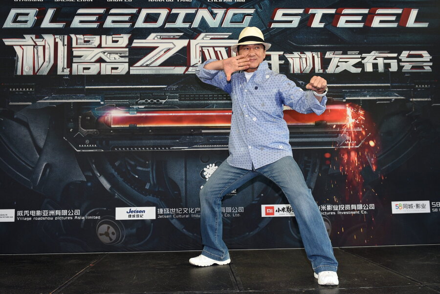 Atemberaubender Aufstieg - «Rush Hour»-Star Jackie Chan wird 65  - Schauspieler Jackie Chan stellt den Film "Bleeding Steel" vor. An rund 200 Filmen hat er nach eigenen Angaben schon mitgewirkt.