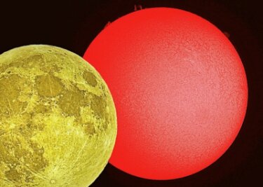 Auer erstellt originelle Sonnenfinsternis-Aufnahme - Ein hell erleuchteter Mond verdeckt die Sonne.