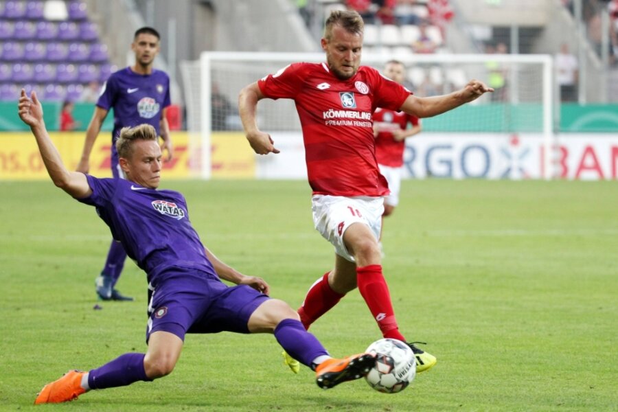 Auer und Mainzer bestreiten ihr viertes Pokalduell - Am Sonntag  treffen der FC Erzgebirge Aue und der 1. FSV Mainz im Lößnitztal ab 18 Uhr das vierte Mal im DFB-Pokal aufeinander.
