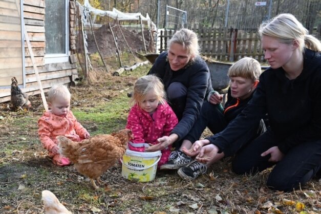 Ein Bild aus besseren Tagen: Vor einem Jahr hat eine Familie aus Mittweida noch an gleicher Stelle Hühner gefüttert. 