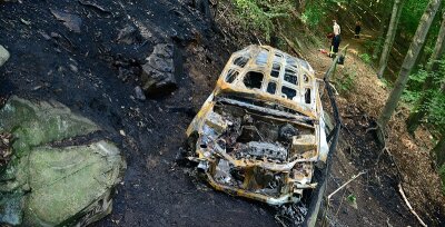 Ausgebrannter Honda - Feuerwehr verhindert Waldbrand - 