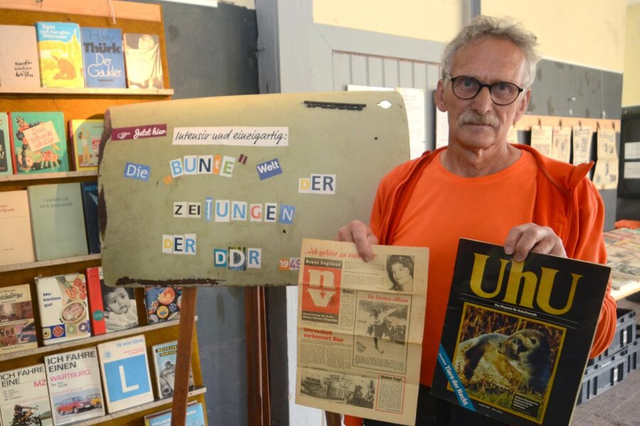 Ausstellung in Grünbach: „Die bunte Welt der Zeitungen der DDR“ - Uwe Fritzsch aus Werda hat vor 20 Jahren begonnen, Zeitungen und Zeitschriften der ehemaligen DDR zu sammeln.