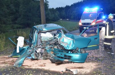 Der Toyota prallte auf der B 171 zwischen Hallbach und Pfaffroda gegen einen Baum. Die Fahrerin wurde schwer verletzt.