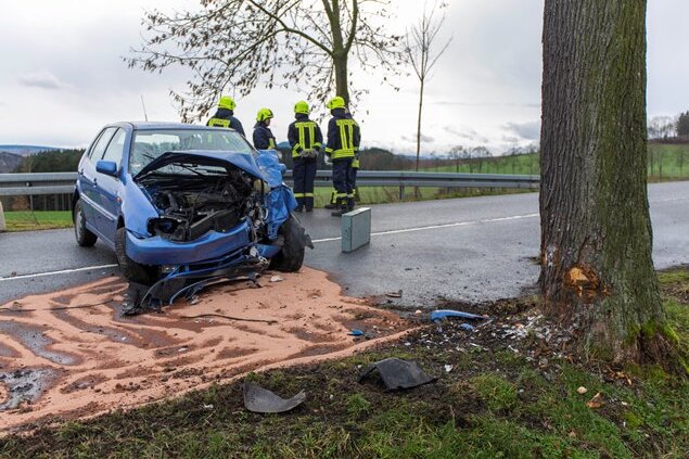 Auto prallt gegen Baum: Frau bei Unfall auf der B101 verletzt - 