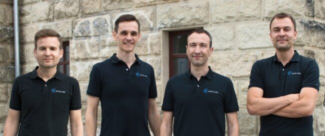 Autonomes Fahren: Software-Firma aus Chemnitz lässt Autos sehen - Eric Richter, Holger Löbel, Norman Mattern und Robin Schubert (von links) haben Baselabs vor zehn Jahren gegründet und arbeiten auch heute noch in verantwortungsvollen Positionen in der Firma. 