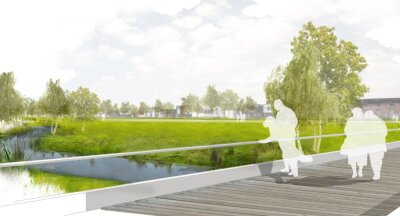Bäume weg, mehr Platz für den Bach: Das ist in Altendorf geplant - So könnte das Gebiet nach der Umgestaltung aussehen. Vorgesehen sind auch Brückenneubauten über den Bach. Für die Umsetzung müssen hunderte Bäume gefällt werden. 