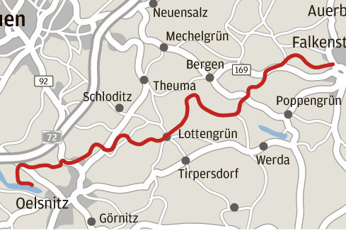 Auf einer Länge von mehr als 20 Kilometern schlängelt sich das Asphaltband mit einigen wenigen Steigungen durch das Vogtland.