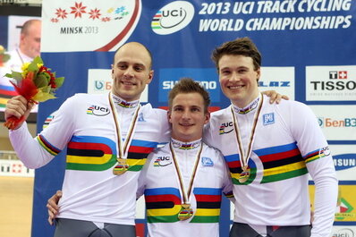 Bahnrad-WM: Teamsprinter aus Chemnitz holen Gold - Maximilian Levy, Rene Enders and Stefan Bötticher haben bei den Bahnrad-Weltmeisterschaften in Minsk die Goldmedaille gewonnen.