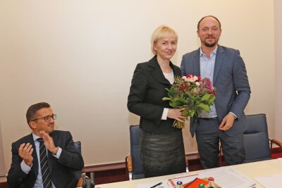 Baubürgermeisterin weiter an der Spitze des CDU-Stadtverbandes - Kathrin Köhler, hier mit den beiden CDU-Bundestagsabgeordneten Marco Wanderwitz (rechts) und Carsten Körber, bleibt Chefin der CDU in Zwickau.