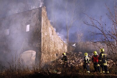 Komplett ausgebrannt ist am Freitagnachmittag ein ehemaliger Bauernhof in Sehma. 