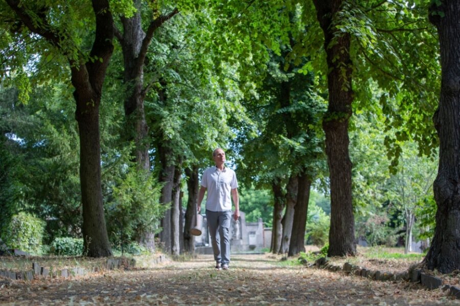 Baumpark vereint Natur und Denkmalschutz - Ulrich Franke vom Verein der Freunde Plauens gehört zu den Helfern, die die Umgestaltung des ehemaligen Friedhofs II zum Baumpark nach einem von Bernhard Weisbach entworfenen Masterplan unterstützen. 