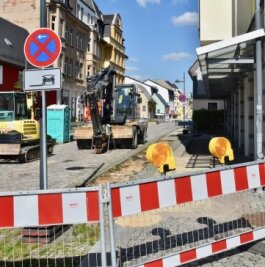 Baustart sorgt für Frust unter Händlern - Bau auf der Helenenstraße in Limbach-Oberfrohna. 