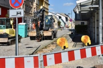 Baustart sorgt für Frust unter Händlern - Bau auf der Helenenstraße in Limbach-Oberfrohna. 