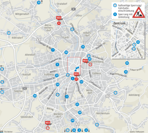 Baustellen in Chemnitz: Wo es in dieser Woche eng werden kann - 
