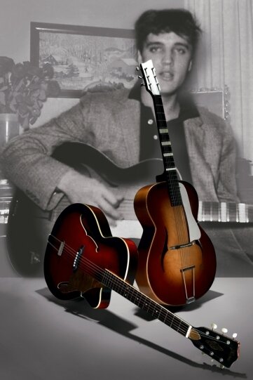 Belegt: Elvis spielte auf Gitarren von Framus - 
              <p class="artikelinhalt">Das Foto, welches Elvis mit der Framus-Gitarre zeigt, und die baugleichen Modelle, die künftig in Markneukirchen zu sehen sind. </p>
            