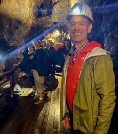 Bergbau im Erzgebirge ist "nichts für Zimperliche" - Moderator Peter Twiehaus zu Gast im Besucherbergwerk Markus-Röhling-Stolln. 