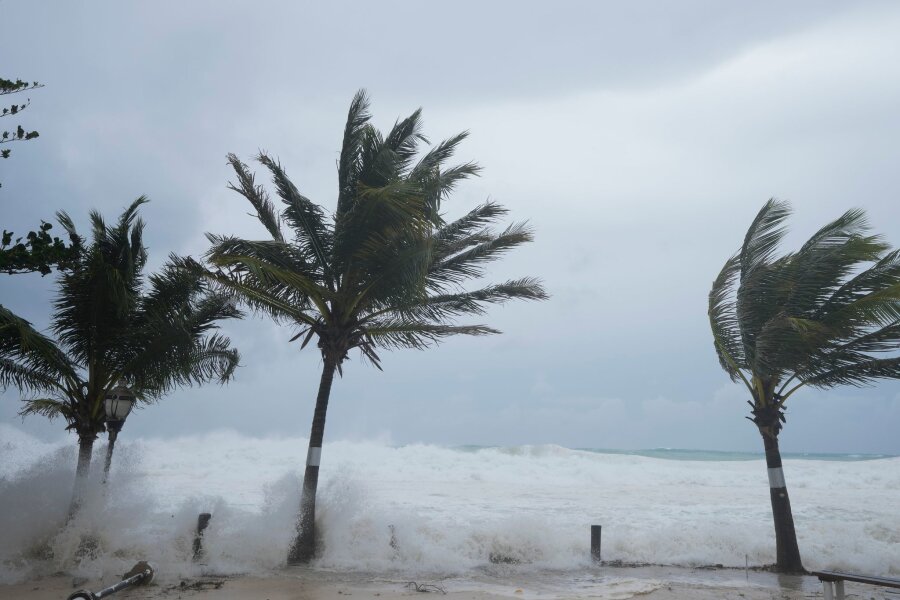 "Beryl" gewinnt an Kraft und steuert auf Jamaika zu - Hurrikan "Beryl" biegt die Palmen.