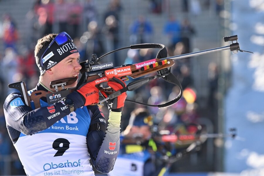 Biathlon: Sachse Strelow bucht Ticket für Weltcup-Auftakt - er Sachse Justus Strelow, hier im Februar in Oberhof, steht im deutschen Aufgebot für den Weltcup-Auftakt der Biathleten im schwedischen Östersund. 