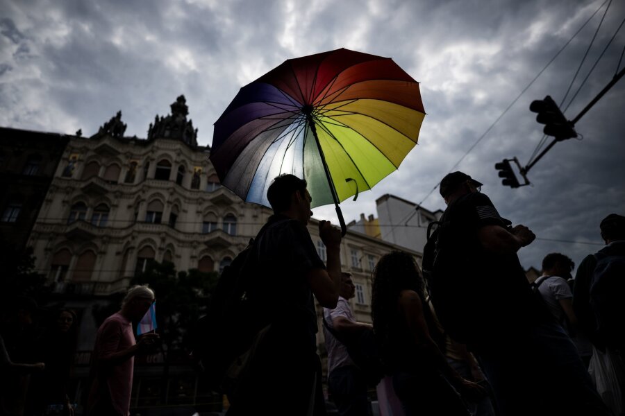 Bilder des Tages vom 11.05.2024 - Menschen nehmen am Trans Pride Marsch in Budapest, Ungarn teil.