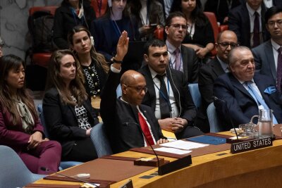 Bilder des Tages vom 19.04.2024 - Eine Resolution für die Vollmitgliedschaft eines palästinensischen Staats bei den Vereinten Nationen ist im UN-Sicherheitsrat an einem Veto der USA gescheitert. Zwölf Mitgliedsländer stimmten in New York für die Resolution, zwei enthielten sich.