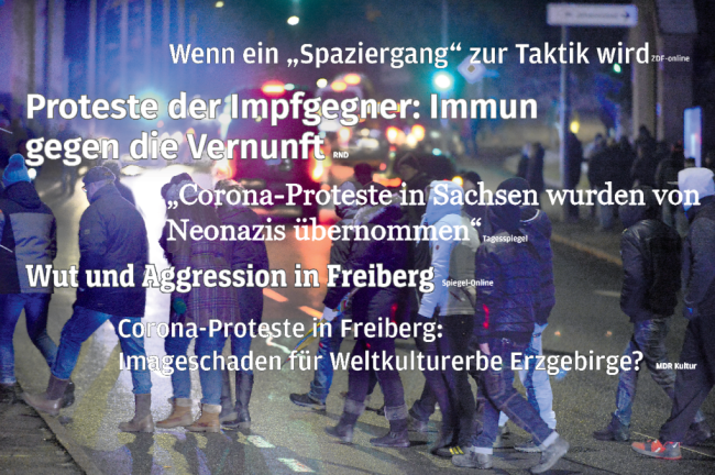 Blick von außen auf die Corona-Proteste in Freiberg: "Es tut weh" - Montagsspaziergänger in Freiberg.