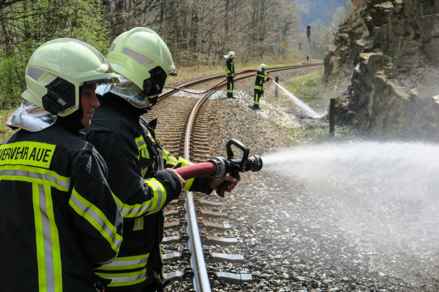 Brand am Bahndamm - Bahnstrecke kurzzeitig gesperrt - 