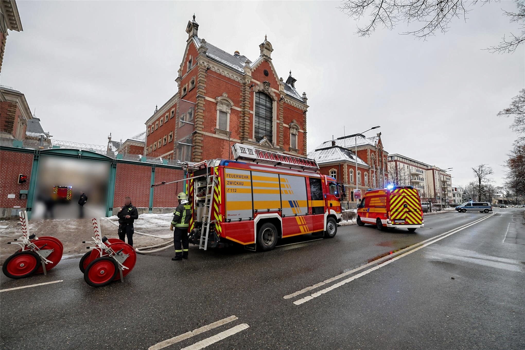 Brand auf Gelände von Zwickauer Gefängnis Stau auf dem Ring