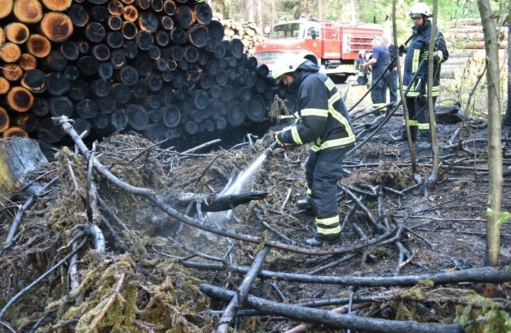 Brandstifterprozess: Verteidiger misstraut Ermittlern der Polizei - Immer wieder musste die Feuerwehr zu Einsätzen in den Fürstenwald ausrücken, hier bei einem Brand im Mai 2017. 