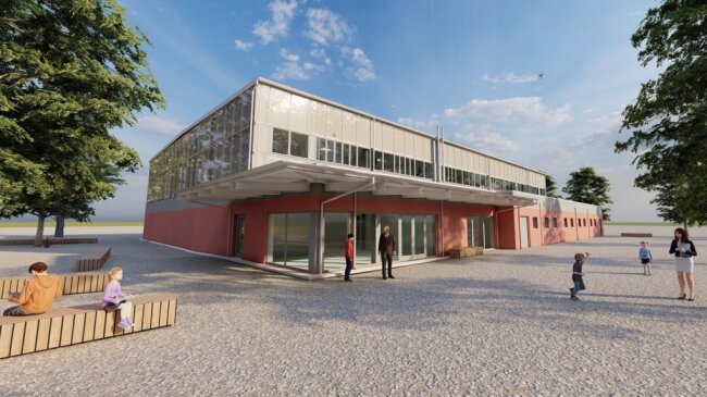 Breitband: Schulen und Sporthalle in Niederwiesa bekommen schnelles Internet - So soll die neue Sporthalle in Niederwiesa einmal aussehen.