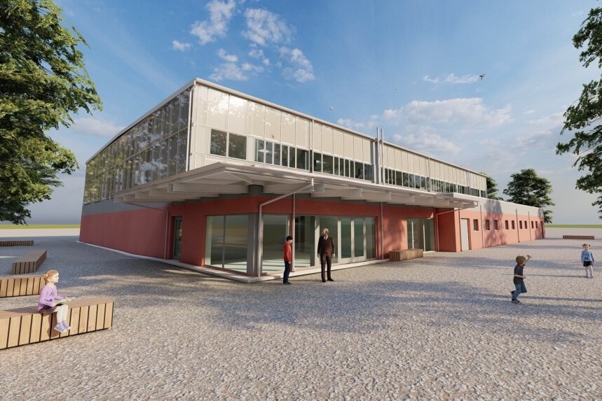 Breitband: Schulen und Sporthalle in Niederwiesa bekommen schnelles Internet - So soll die neue Sporthalle in Niederwiesa einmal aussehen.