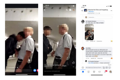 Screenshots aus einem Video zeigen den Kopfstoß des Tatverdächtigen gegen den 15-jährigen Flöhaer, der unmittelbar danach blutend zu Boden geht.