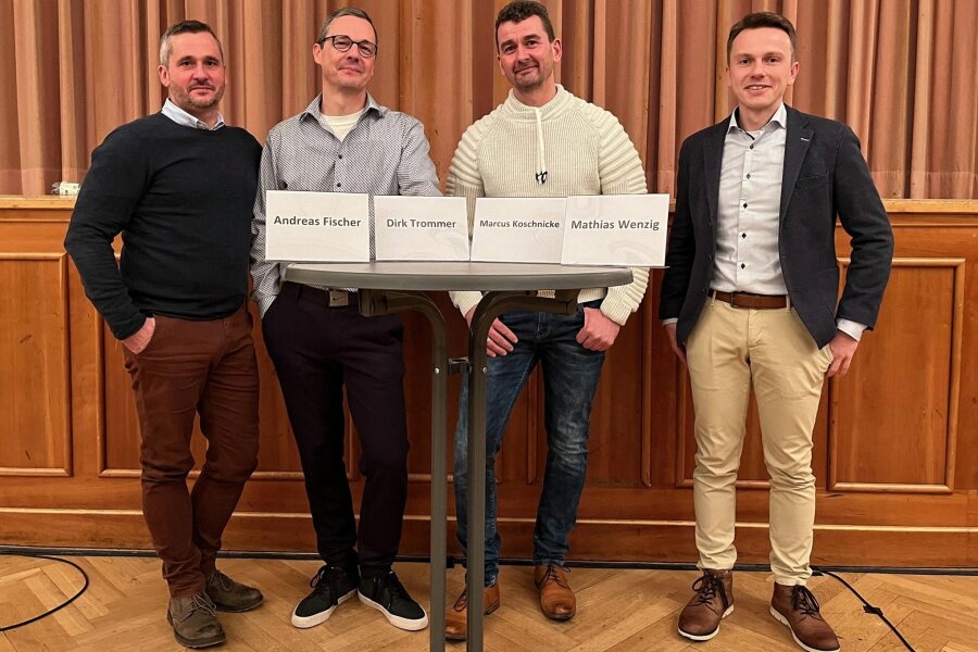 Bürgermeisterwahl in Geyer: Welche Kandidaten noch im Rennen sind - Die vier Kandidaten aus dem ersten Wahlgang: Andreas Fischer, Dirk Trommer, Marcus Koschnicke und Mathias Wenzig.