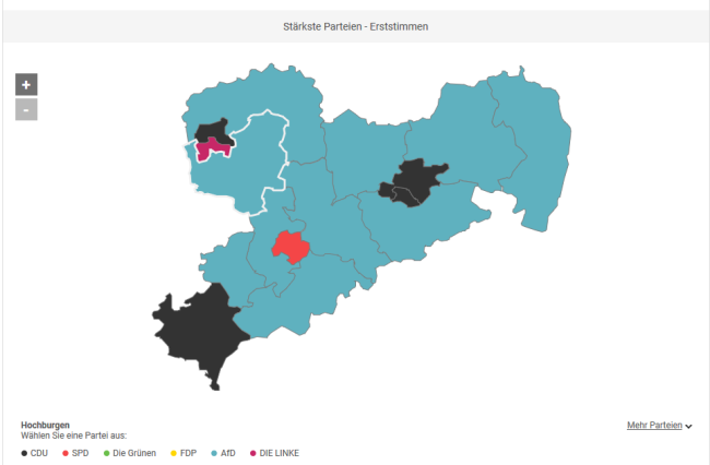 Bundestagswahl 2021 in Sachsen: Alle Ergebnisse aus den 16 Wahlkreisen - Erststimmenverteilung in Sachsen. Mehr Wahldaten auch unter www.freiepresse.de/btw21