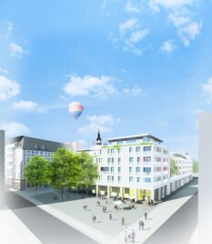 Chemnitz: Erste Vorbereitungen für Neubau am Getreidemarkt - Wie auf dem Entwurf im Bild könnte der Neubau am Getreidemarkt in Chemnitz aussehen.