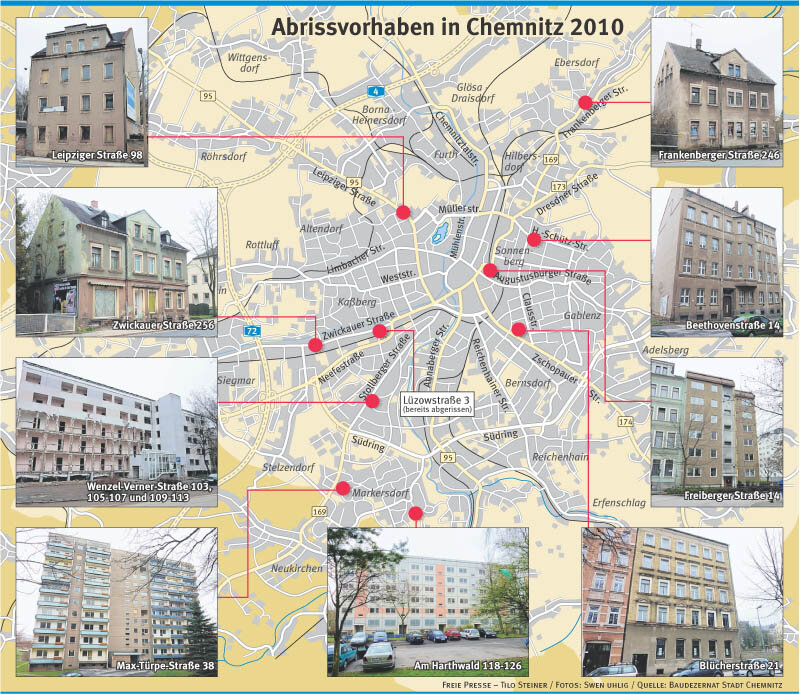 Chemnitz: Hier wird in diesem Jahr abgerissen - 