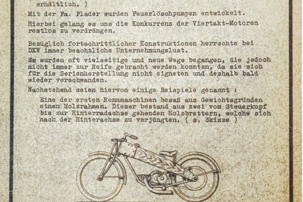 Chemnitzer baut die vermutlich erste DKW-Rennmaschine nach - ... Besprechungsniederschrift von Hermann Weber.