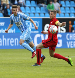 Chemnitzer FC schlägt FC Hansa Rostock 2:0 - Tom Baumgart (links) und Michael Gardawski.