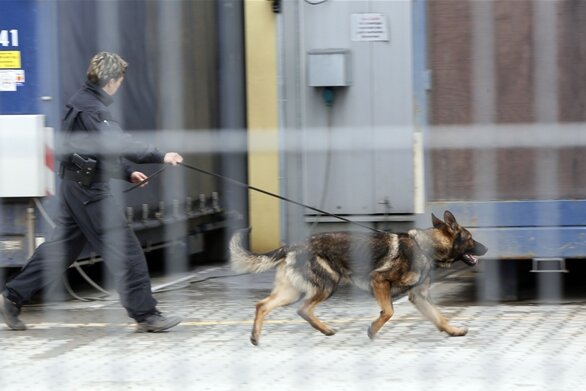 Chemnitzer Firma nach Bombendrohung evakuiert - Acht Sprengstoffsuchhunde kamen am Dienstag in Chemnitz zum Einsatz, verdächtige Gegenstände wurden nicht gefunden.