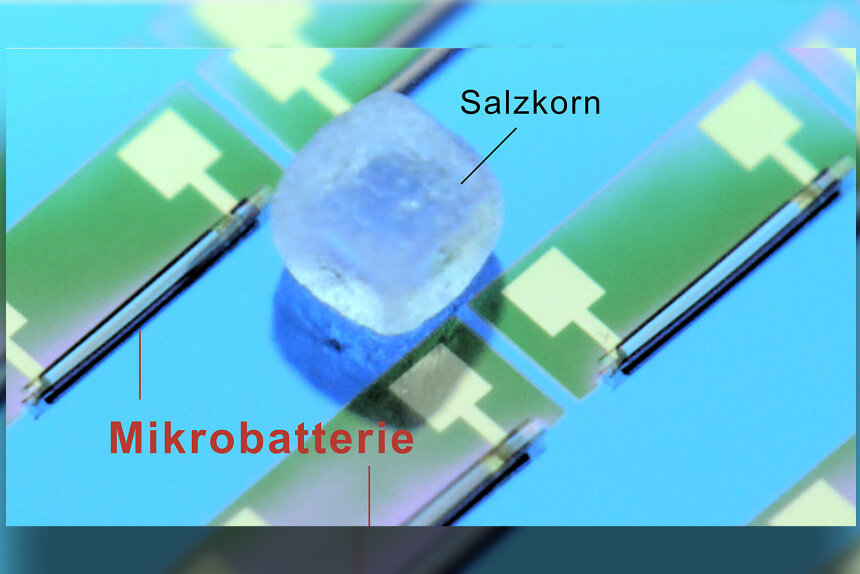 Die kleinste Batterie der Welt ist kleiner als ein Salzkorn. 