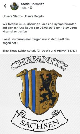 Chemnitzer Fußball-Ultras im Fokus der Behörden - Der Aufruf von "Kaotic Chemnitz" bei Facebook.