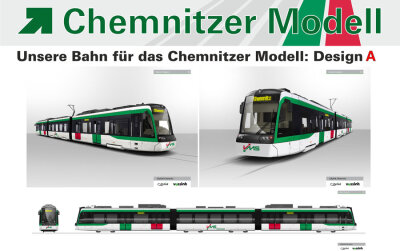 Chemnitzer Modell: Straßenbahn-Design ist Bürgern zu langweilig - Der Siegerentwurf bleibt für die neue Abstimmung im Rennen.