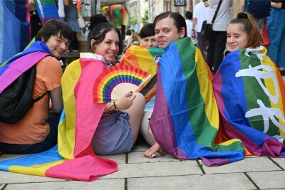 Christopher Street Day in Chemnitz: Hier muss niemand in eine Schublade passen - So unterschiedlich die Identitäten und Sexualitäten, so vielfältig sind auch die Flaggen der queeren Welt.