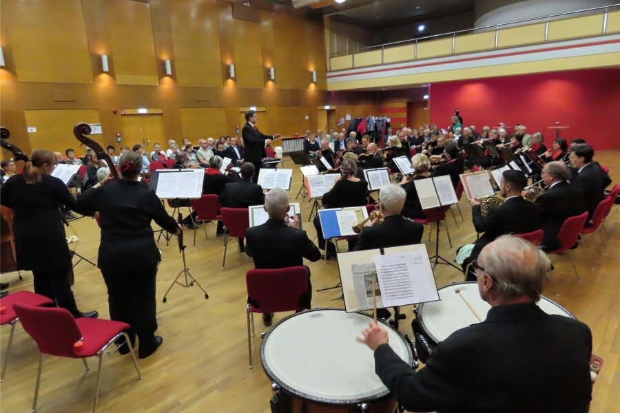 Collegium Musicum Werdau feiert Zehnjähriges - Die Musiker des Hobby-Orchesters während eines Auftritts in der Werdauer Stadthalle.