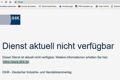 Cyberattacke legt IHK bundesweit lahm - Knappe Anzeige auf der Webseite der IHK Chemnitz. 