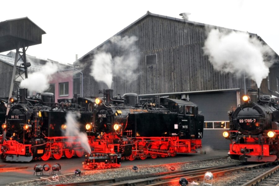 Dampfrösser in voller Schönheit - Mit einer Lokschau vor dem Lokschuppen des Bahnhofs Oberwiesenthal wurde vor fünf Jahren das 120-jährige Bestehen der Schmalspurstrecke gefeiert. 