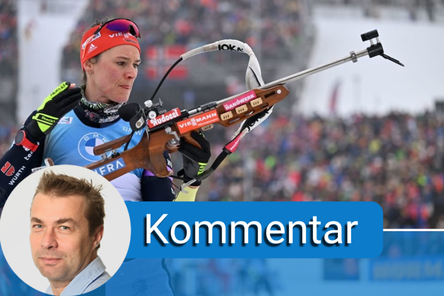Dank an die Mama - Biathletin Denise Hermann-Wick am Schießstand. Thomas Prenzel kommentiert das Ergebnis der Biathlon-WM in Oberhof.