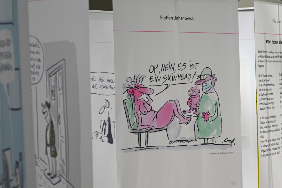Darf man Witze über Antisemitismus machen? Welche Bedeutung die Tage der jüdischen Kultur für Chemnitz haben - Karikaturen der Ausstellung "Antisemitismus für Anfänger". 