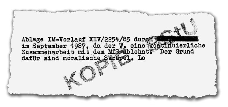 Das Geschäft der Stasi - <p class="artikelinhalt">Dieses Blatt aus der Akte von Hans-Joachim Wunderlich fehlt bei dem Material, das den Medien anonym zugespielt wurde.</p>